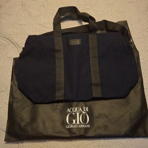 Giorgio Armani Dark Blue and Black Duffel Bag